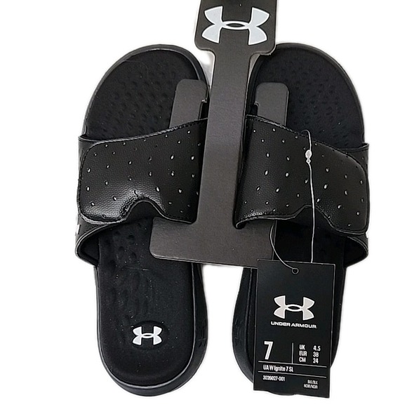 Under Armour UA W Ignite 7 SLBlack/Black Women's 7 Slides 3026027-001 - Picture 1 of 4